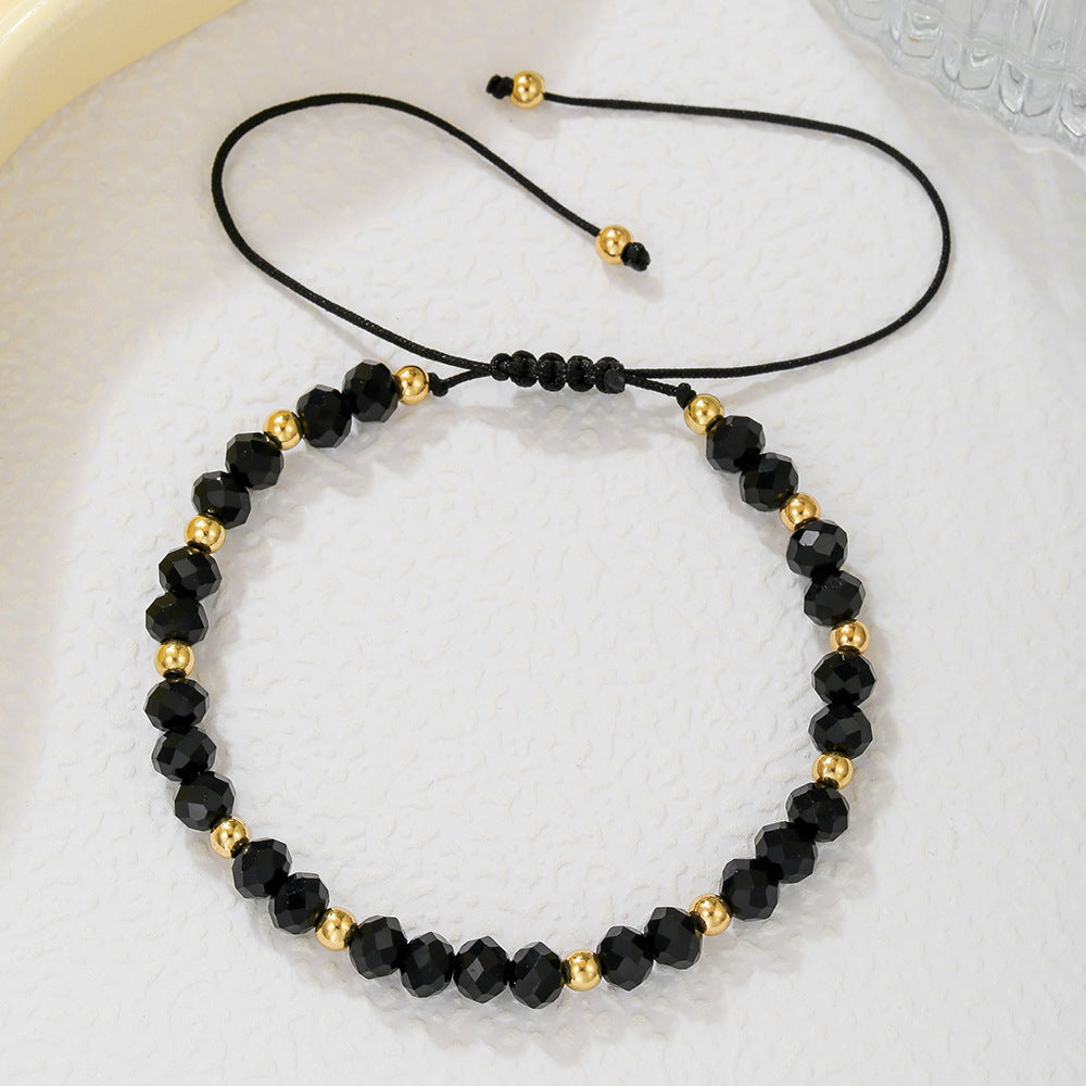 Handmade Geometric Heart Glass Bead and Pearl Bracelet for Women