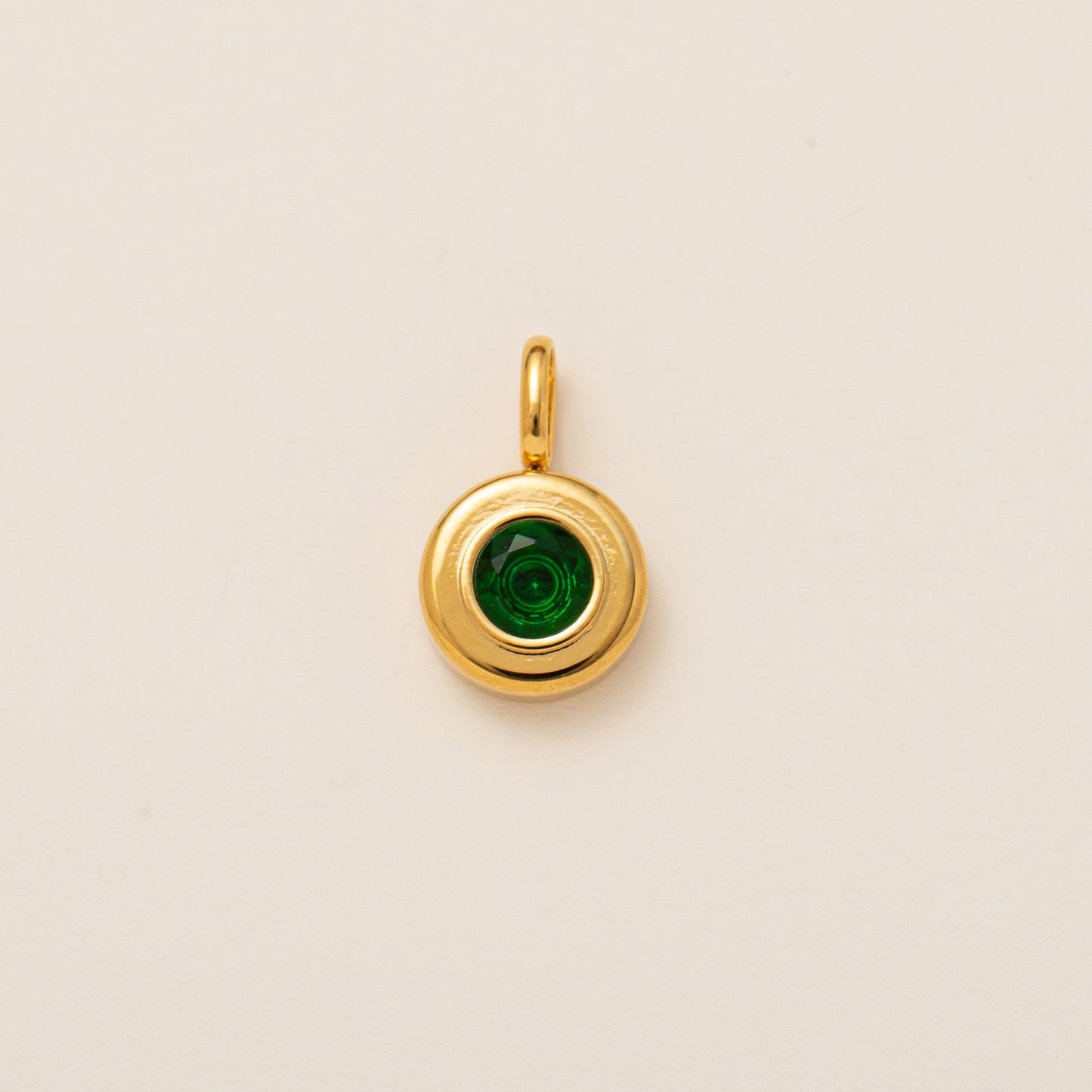Minimalist Round Geometric Titanium Steel Pendant with Cubic Zirconia Birthstone for Women
