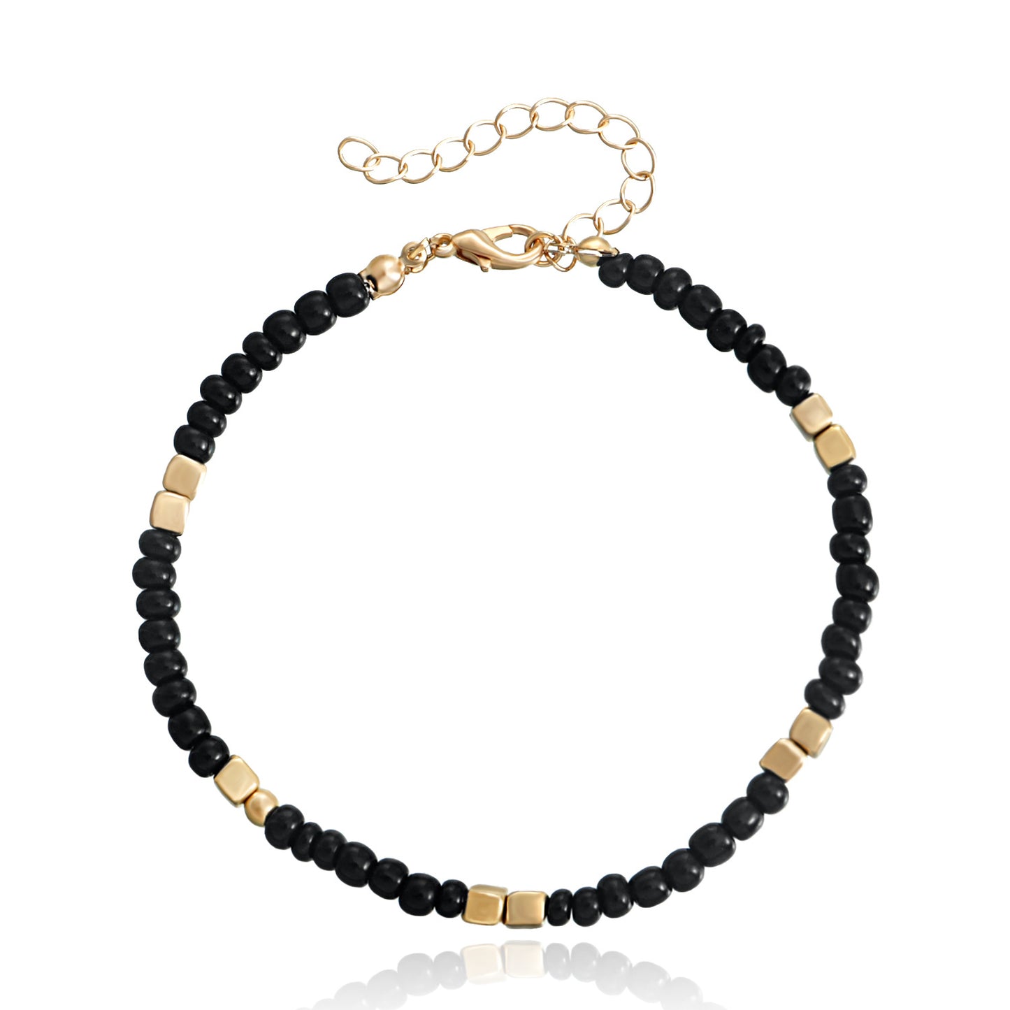 Geometric Gold Glass Beads Anklet for Women