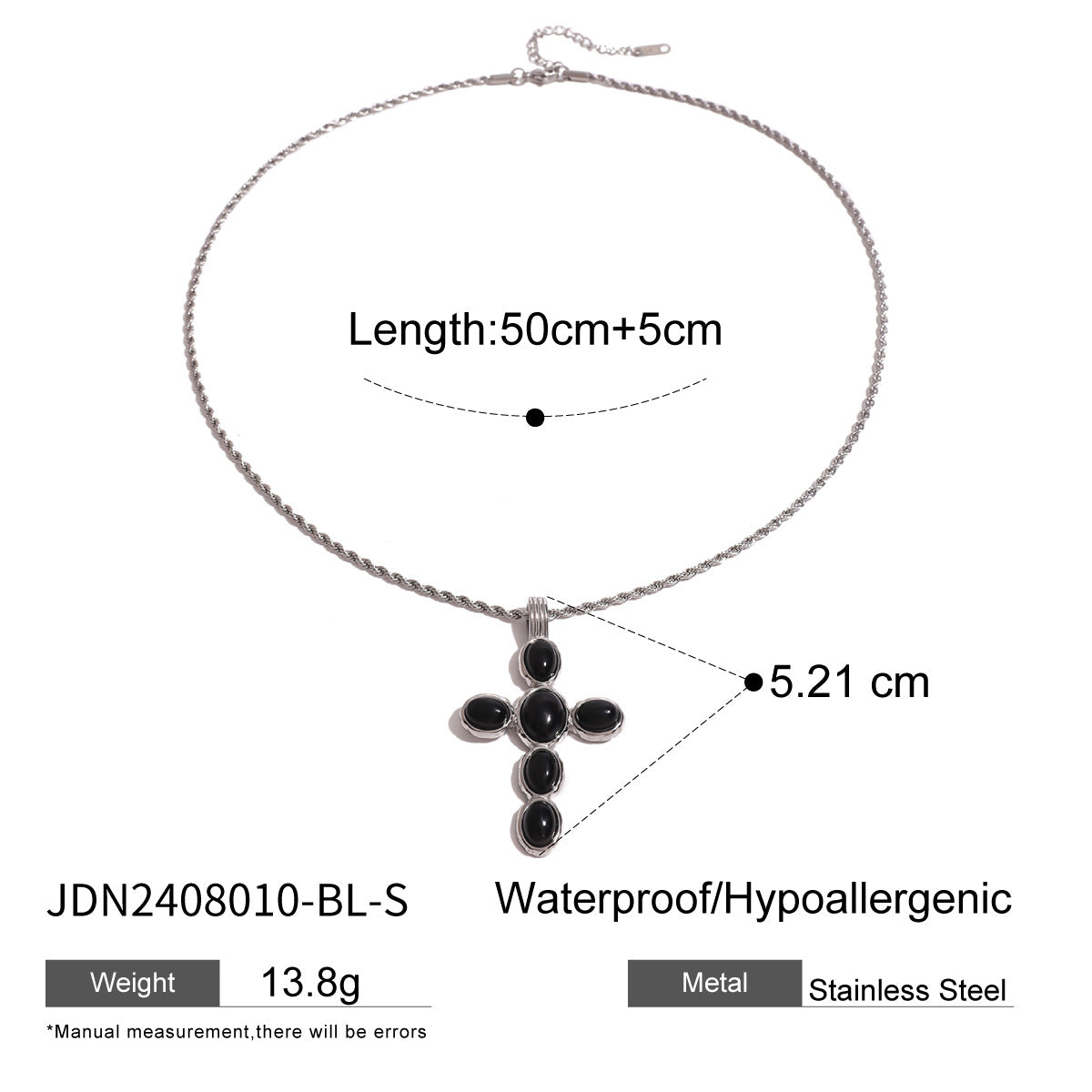 Elegant Geometric Cross Stainless Steel Plated Necklace with Titanium Steel Pendant for Women