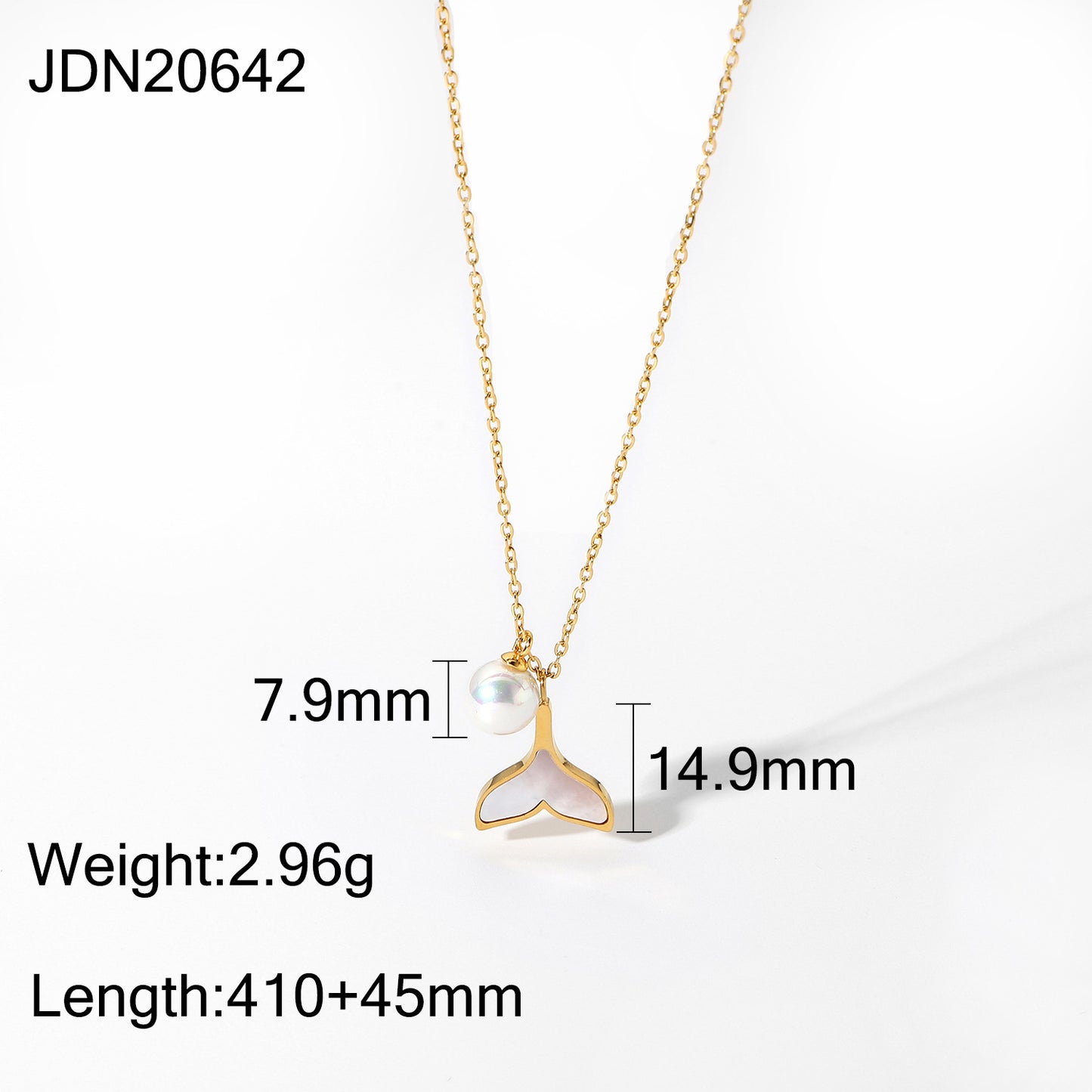 Sweet Geometric Stainless Steel Plated Necklace with Titanium Steel Pearl Pendant for Women