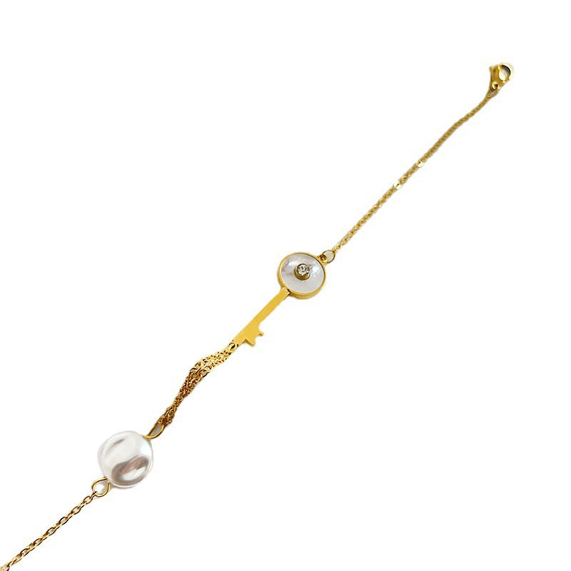 Bracciale a chiave geometrico minimalista in acciaio al titanio per donna con finitura placcata, gioielli dell'amicizia eleganti e sofisticati