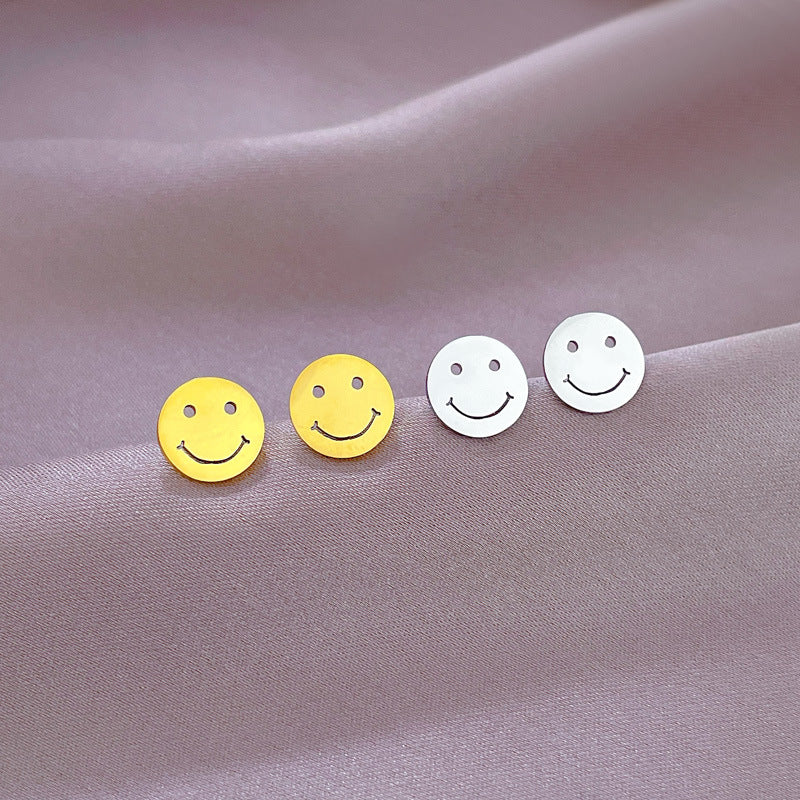 Minimalist Round Smile Titanium Steel Earrings with Plating Finish for Women
