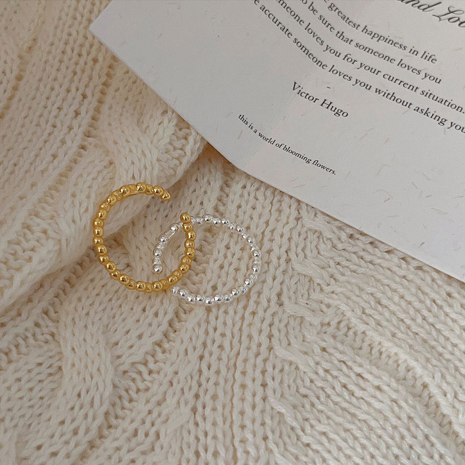 Minimalist Heart-Shaped 925 Sterling Silver Open Adjustable Ring with Gold Plating and Geometric Faceted Detail