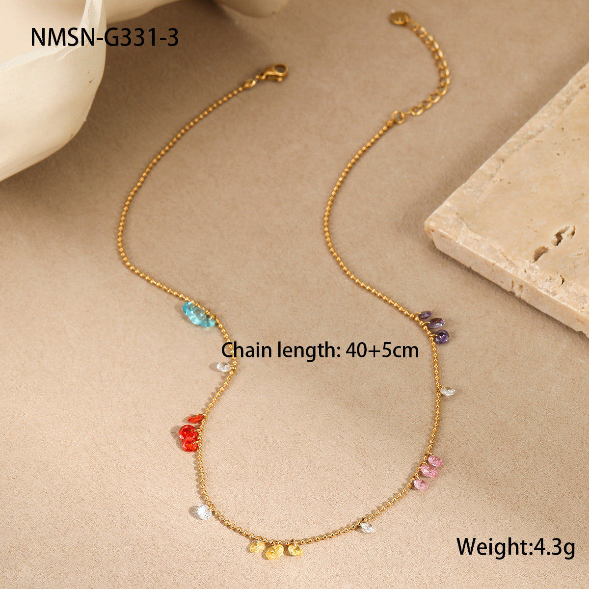 Collana da donna a clavicola minimalista geometrica in acciaio al titanio impreziosita da zirconia con placcatura in oro 18 carati