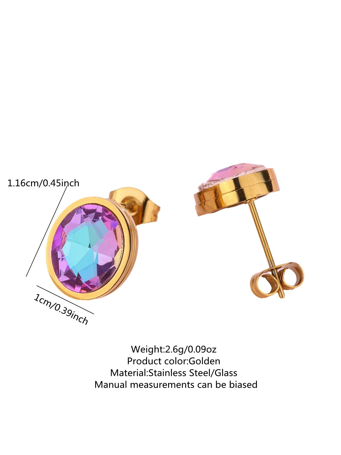 Minimalist Elegant Geometric Oval Stainless Steel Gold Plated Cubic Zirconia Stud Earrings