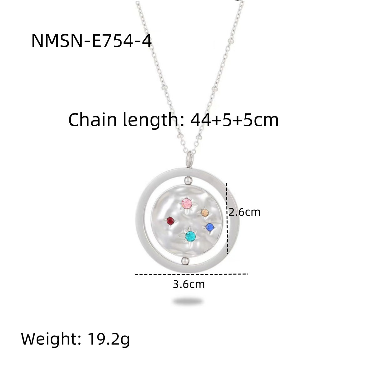 Collana alla moda in stile OL con motivi geometrici in acciaio inossidabile e stelle in zirconia colorata, catena maglione in acciaio al titanio ipoallergenico