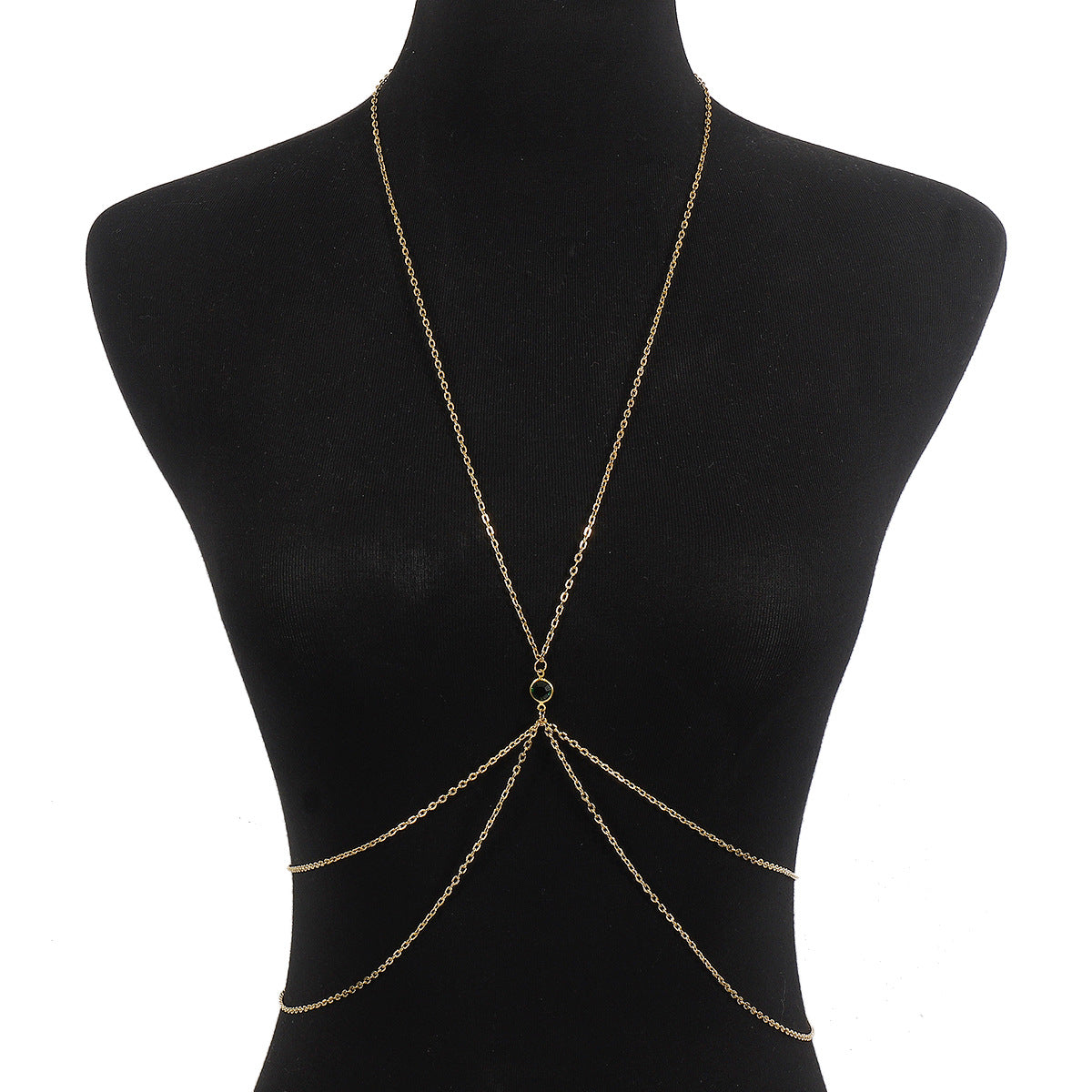 Cadena Corporal Geométrica Minimalista Vintage para Mujer con Cadena de Serpiente de Hierro Bañado y Acentos de Diamantes de Imitación