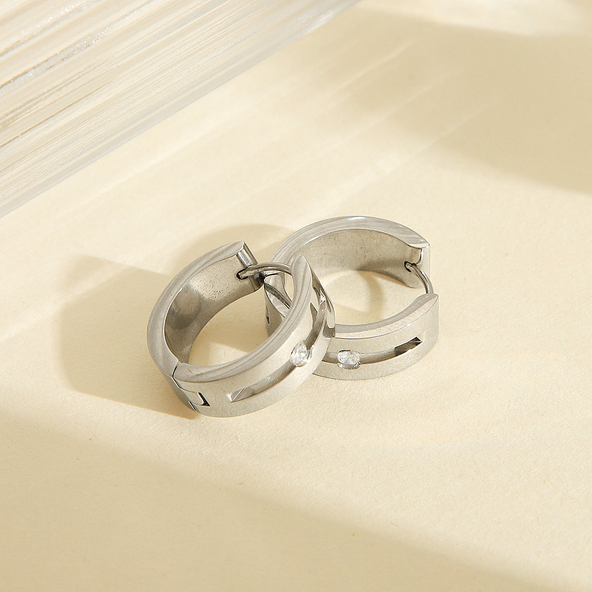 Orecchini a perno in acciaio inossidabile con placcatura, stile geometrico Ins, design a cerchio rotondo ipoallergenico da donna