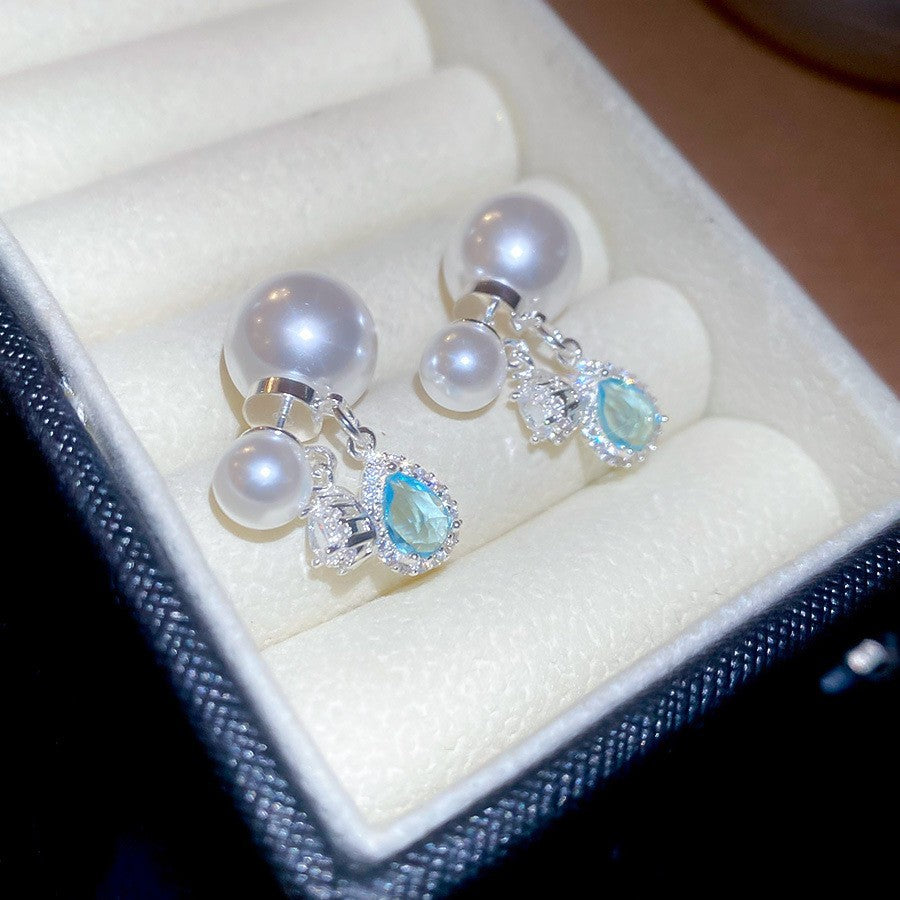 Orecchini a perno con perle stile vintage francese elegante con perni in acciaio placcato per donna, uso quotidiano, design rotondo geometrico minimalista, look di lusso