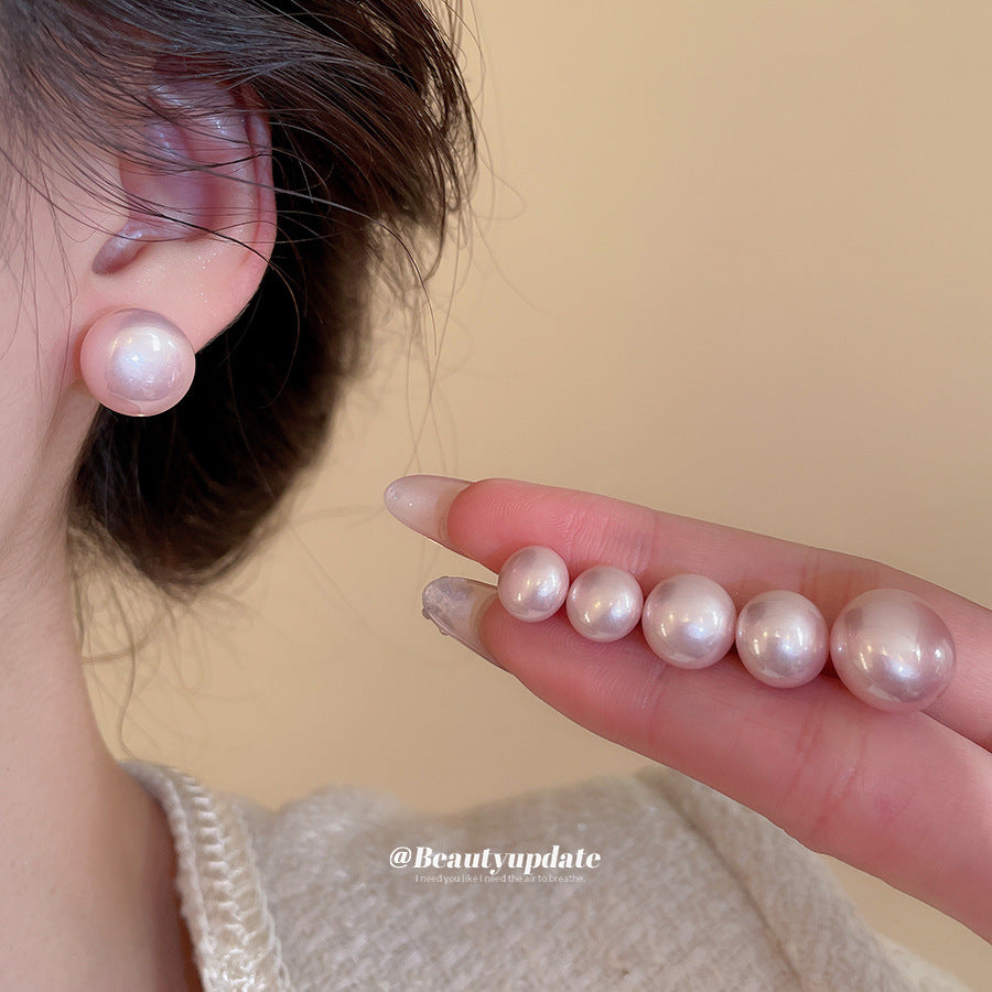 Orecchini a perno con perla tonda, eleganti e minimalisti, con perni in acciaio placcato, per donna, gioiello chic da ufficio per l'uso quotidiano