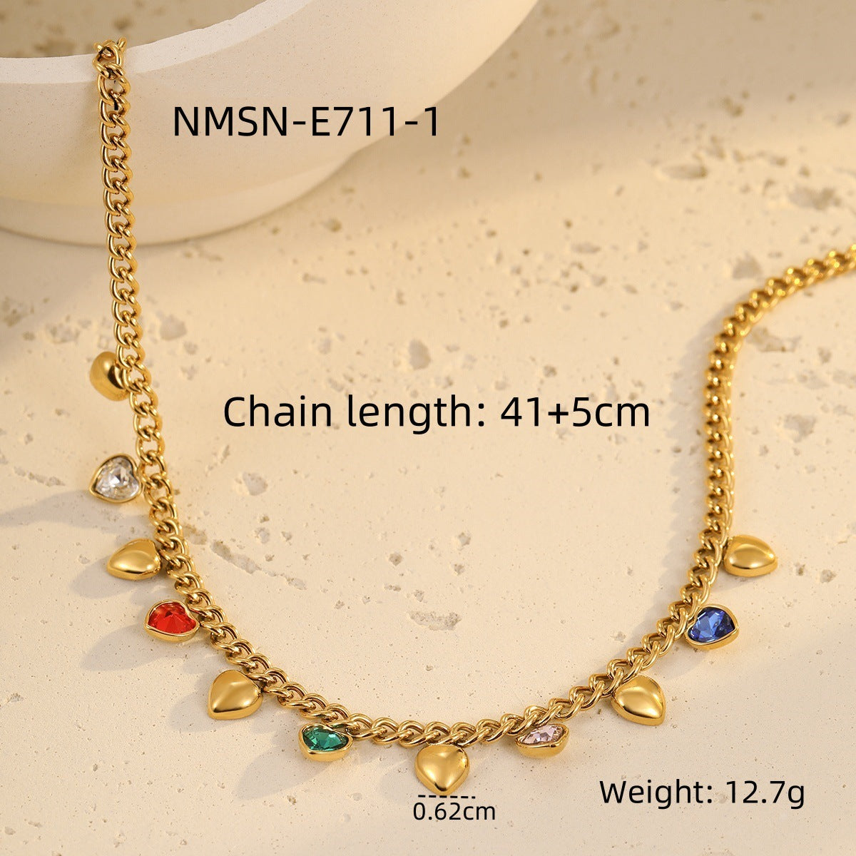 Collana da Donna Minimalista alla Moda con Ciondolo a Nappa in Acciaio Inossidabile, Intarsio di Strass e Finitura Placcata