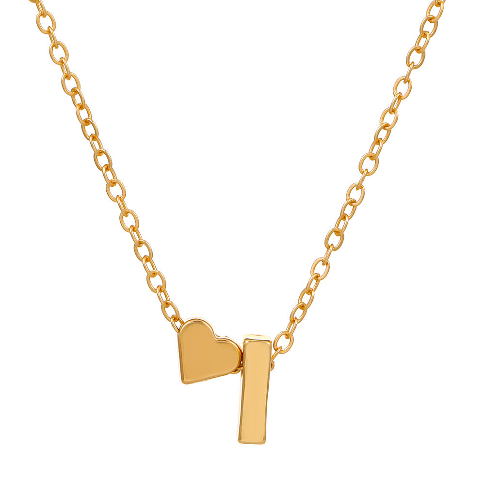 Sweet Heart Letter Alloy Plated Necklace Singapore Chain for Women