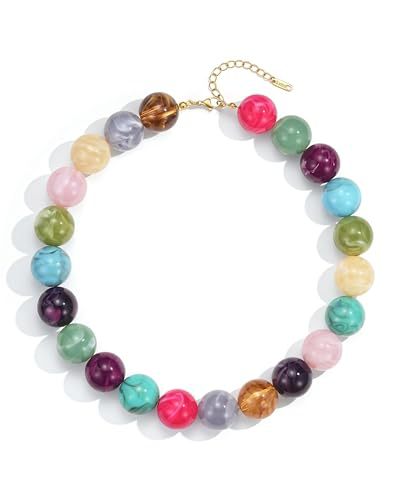 Casual Round Acrylic Bead Necklace Polished Ball Chain Women's Fashion Choker