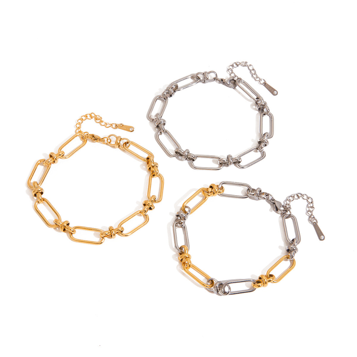 Geometric Plated Stainless Steel Cuban Link Chain Bracelet for Women