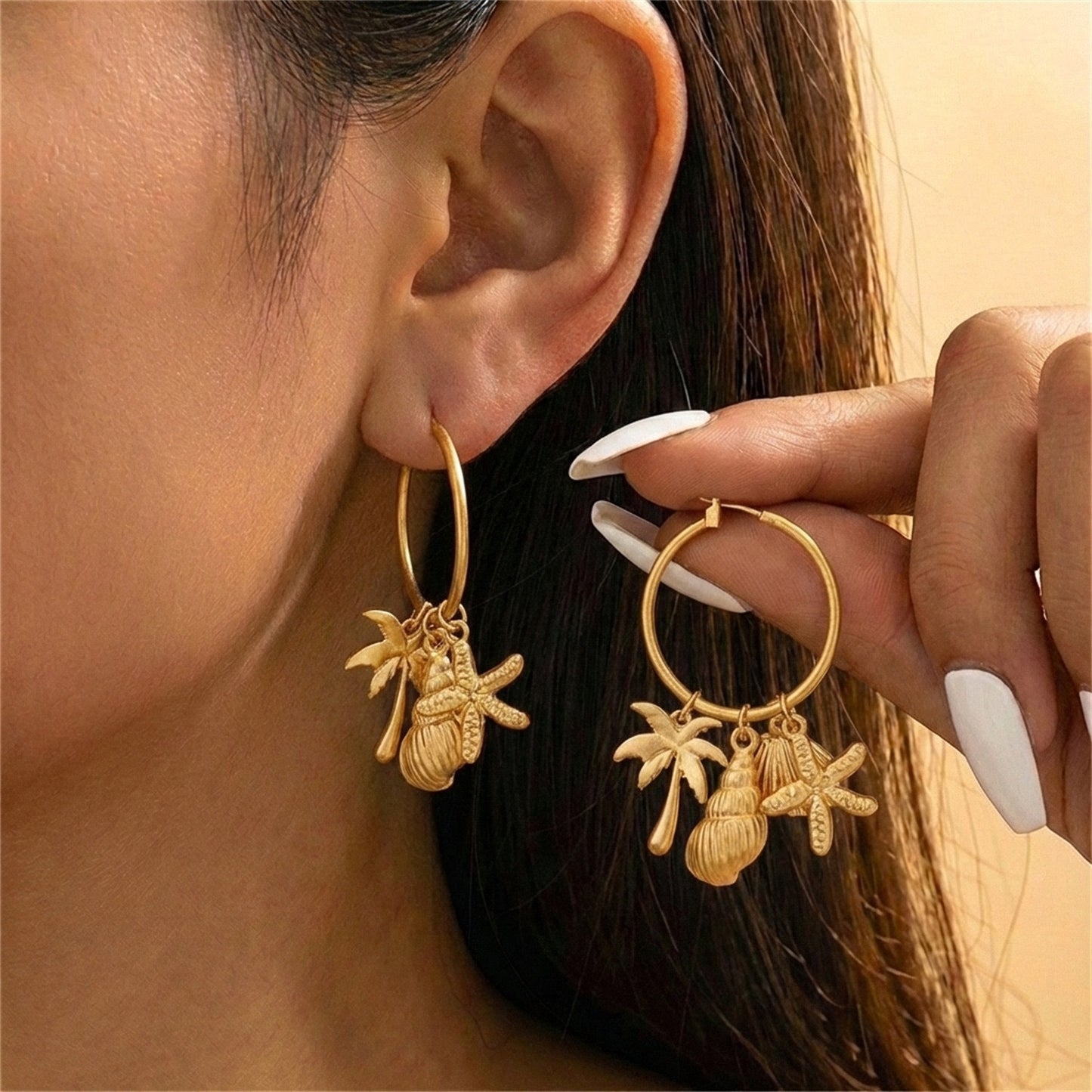 Sweet Geometric Starfish Alloy Plated Earrings