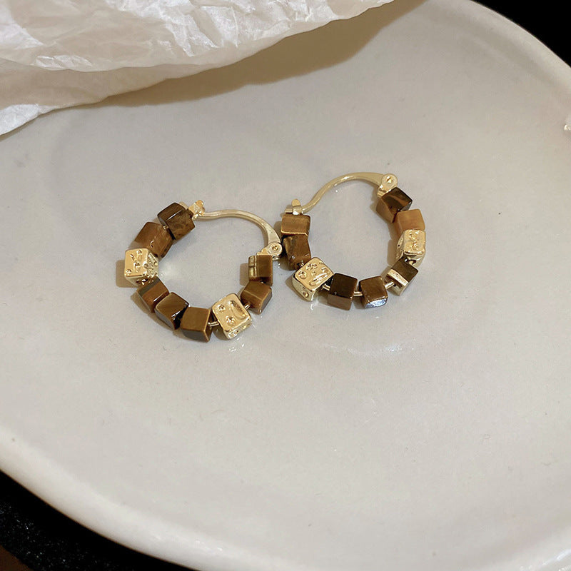 Orecchini a perno geometrici minimalisti in lega con placcatura in rodio da donna, gioielli per orecchie artistici di ispirazione vintage con perni in argento sterling 925
