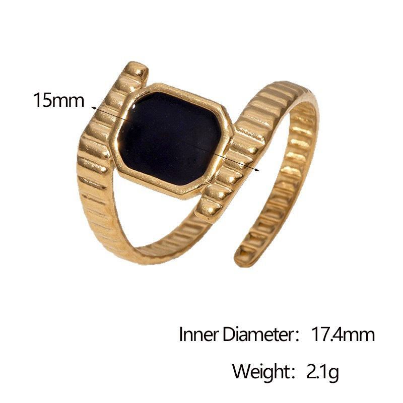 Anello Aperto Minimalista Geometrico da Donna in Acciaio Inox Placcato Oro 18K con Design Irregolare