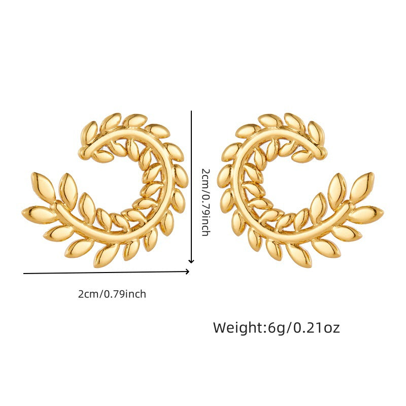 Fashion Minimalist Office Wheat Sheaf Stainless Steel Earrings