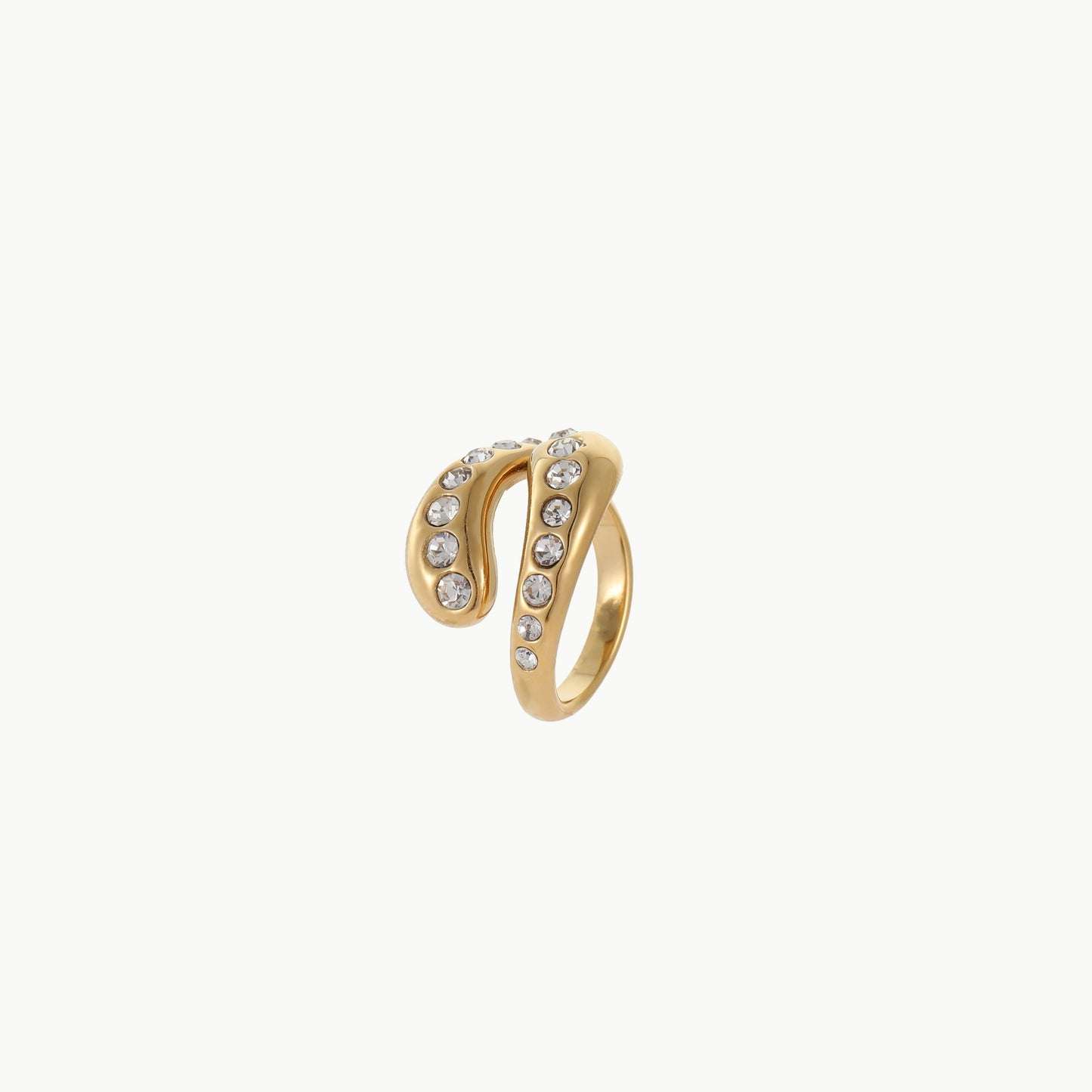 Anello regolabile minimalista geometrico in acciaio al titanio martellato da donna con finitura placcata