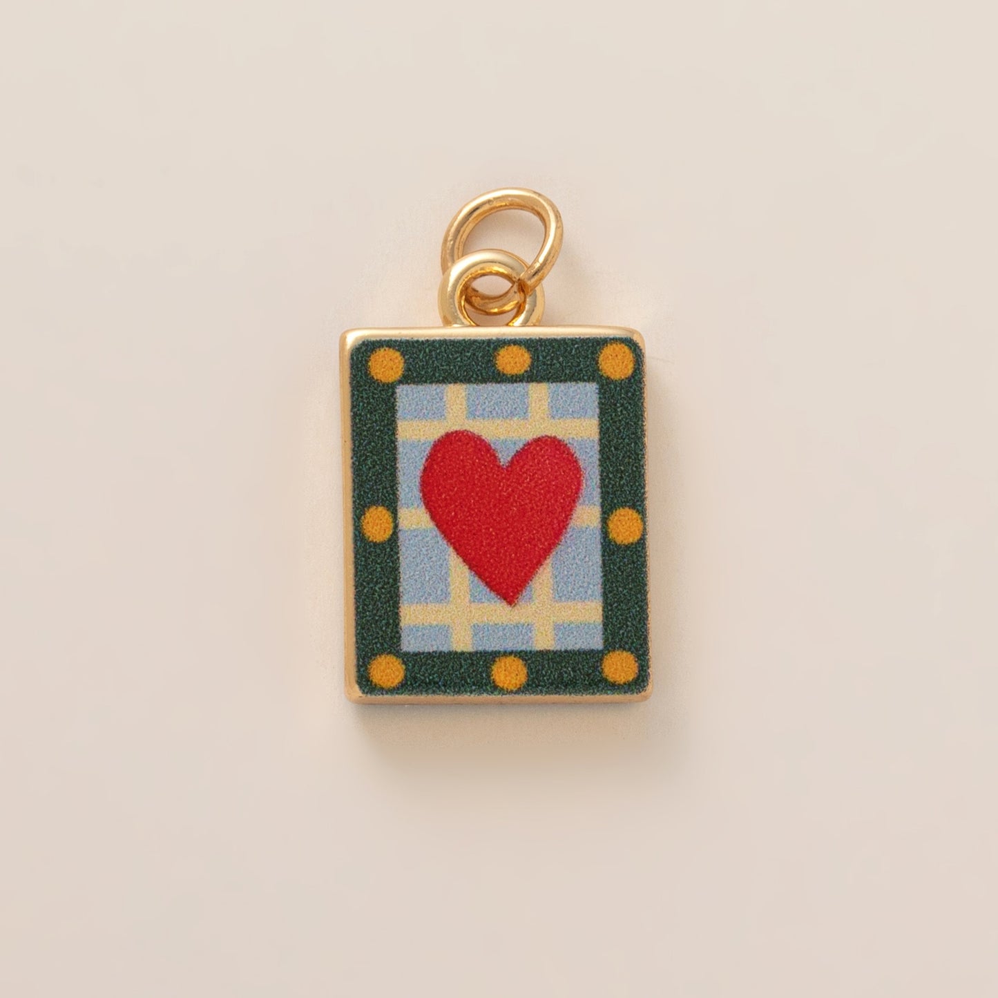 Sweet Vintage Heart Strawberry and Tulip Enamel Brass Shoe Charm