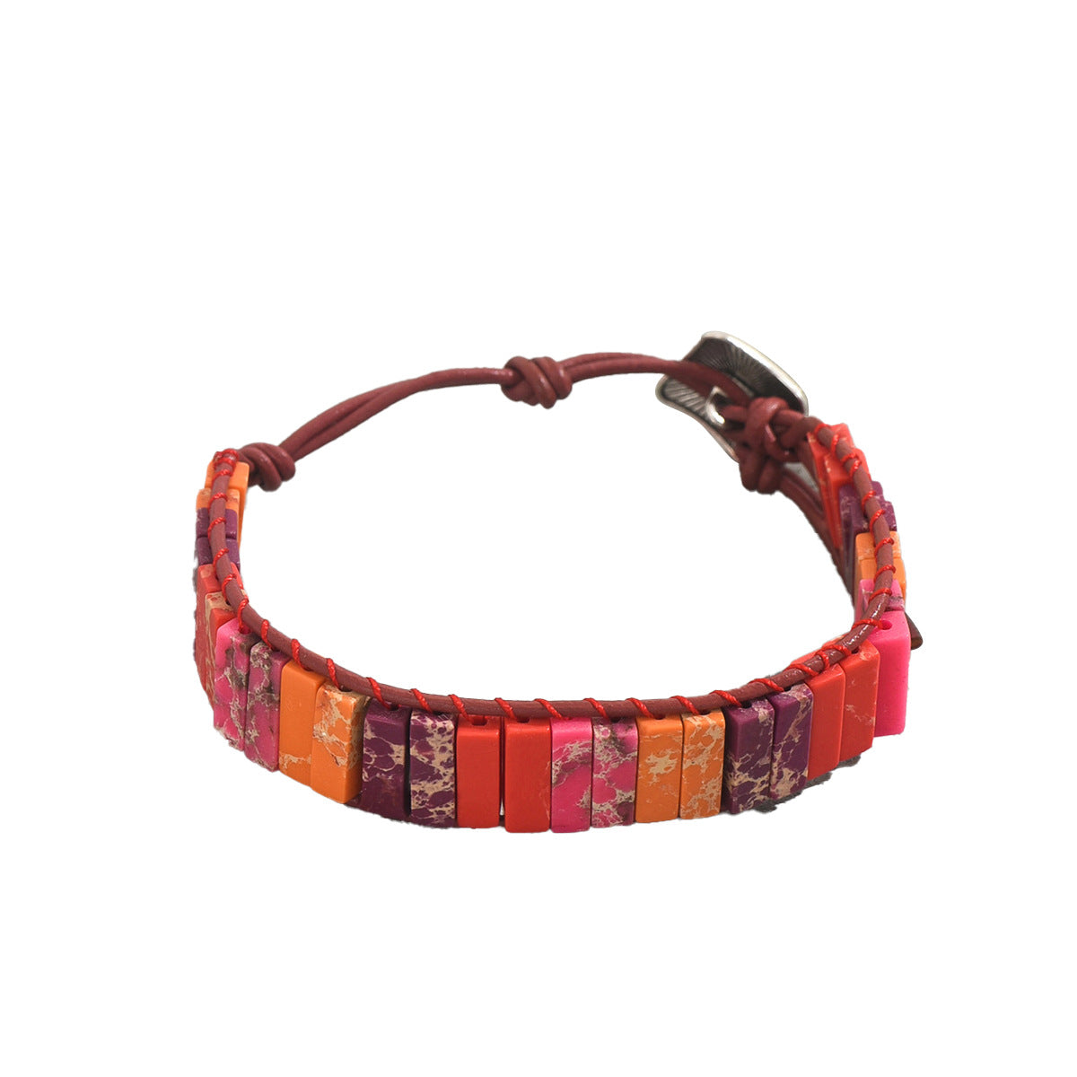 Geometric Style Women's Bracelet with Natural Stone Beads and Woven Design for Everyday Wear