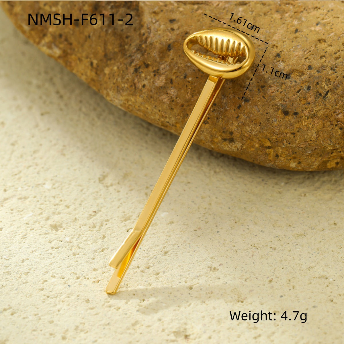 Fashionable Minimalist Shell-Shaped Stainless Steel Hair Clip with Pearl Inlay for Women