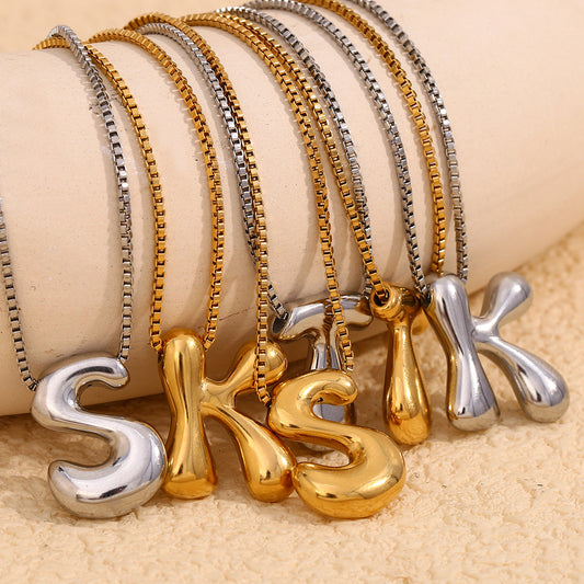 Collar Minimalista de Letras para Mujer, Colgante de Acero Inoxidable con Baño de Oro de 18K