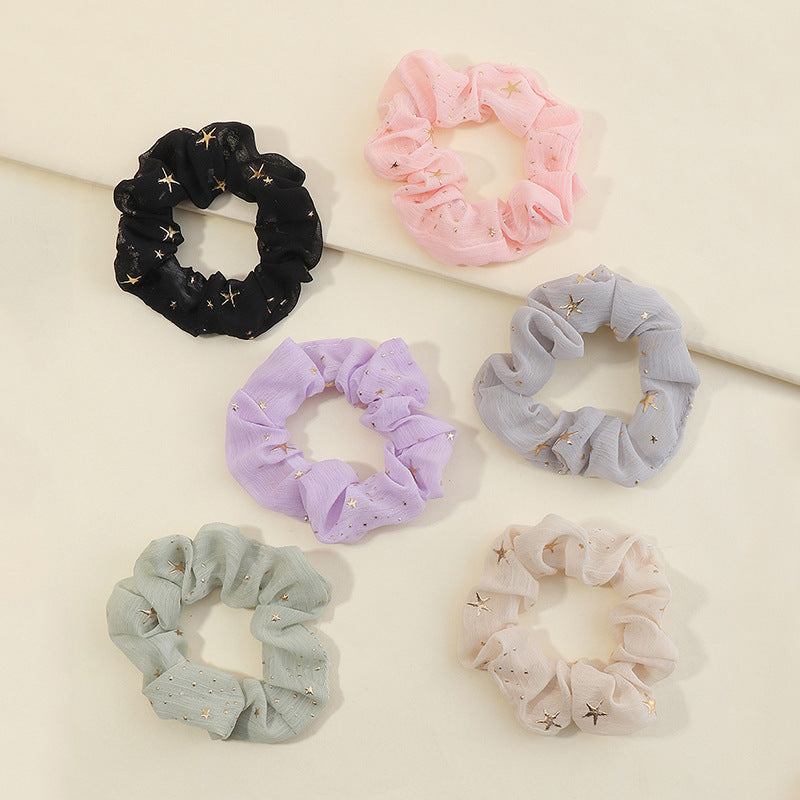 Natural Style Star Pattern Fabric Hair Tie for Kids and Children with Handmade Finish