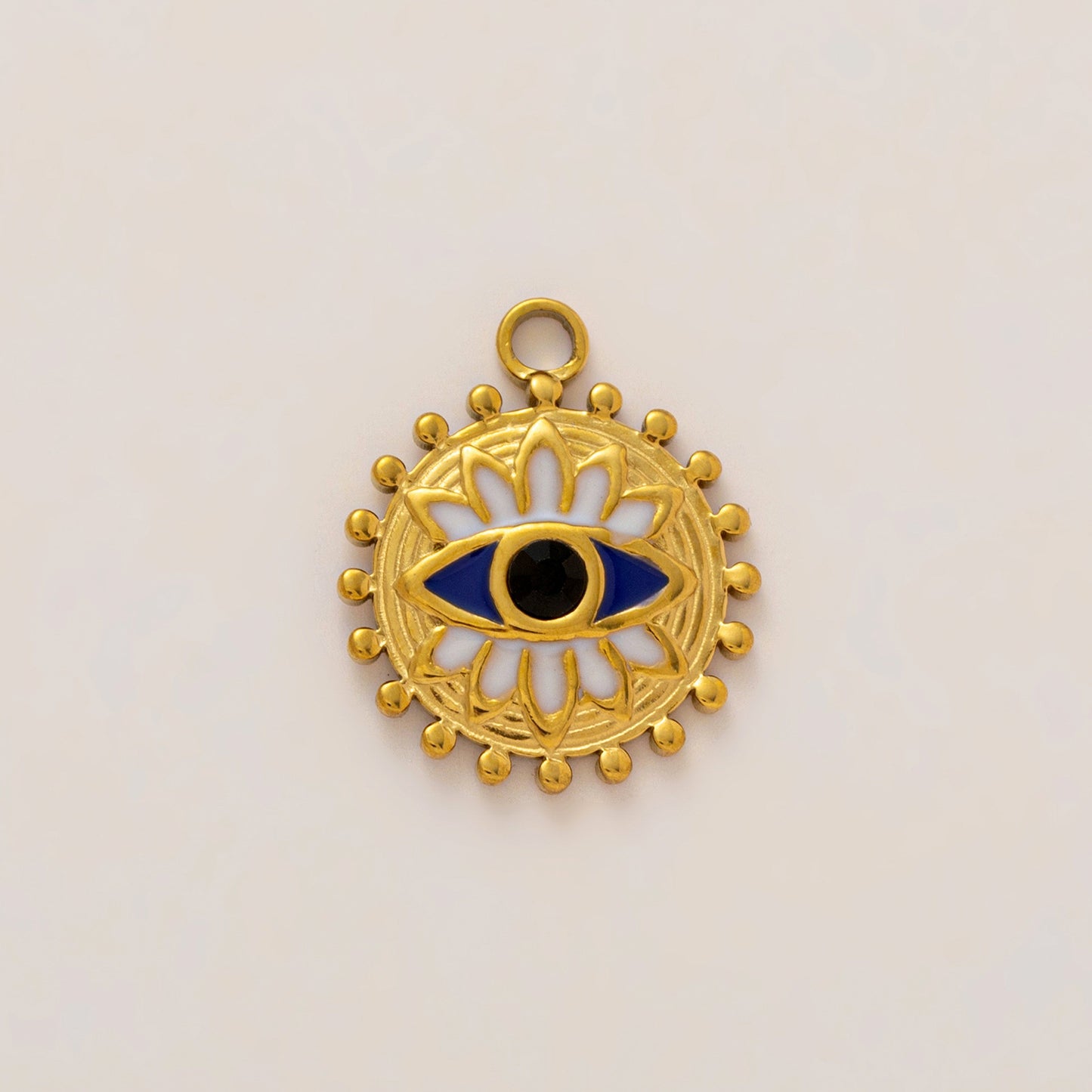 Vintage PVD 18K Gold Plated Stainless Steel Sun Pendant Charm Bar for Women