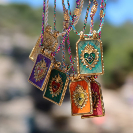 Minimalist Heart-Shaped Copper Pendant Necklace with Gold Plating on Colorful Cord for Women