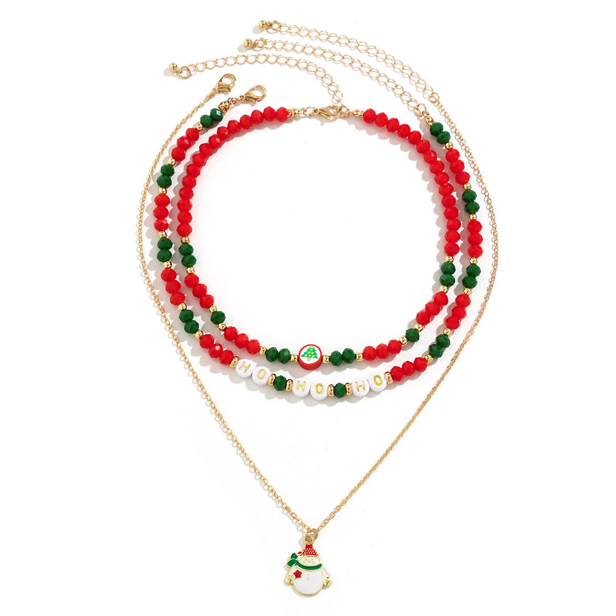 Fashion Crystal Bowknot Snowflake Reindeer Santa Claus Ball Chain Choker Necklace for Women Christmas Gift