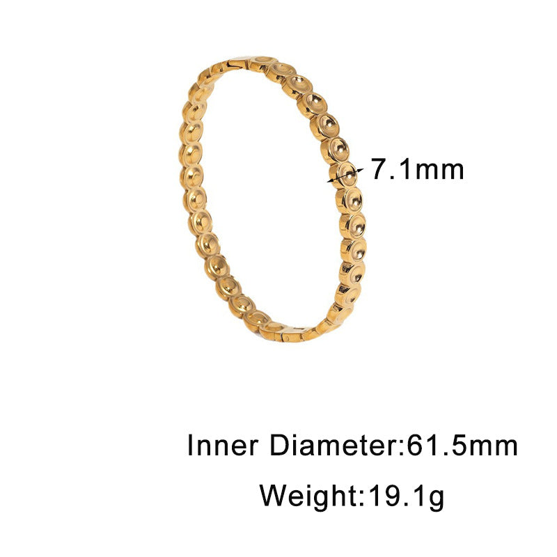 Minimalist Elegant Gold Plated Round Geometric Stainless Steel Bracelet for Women