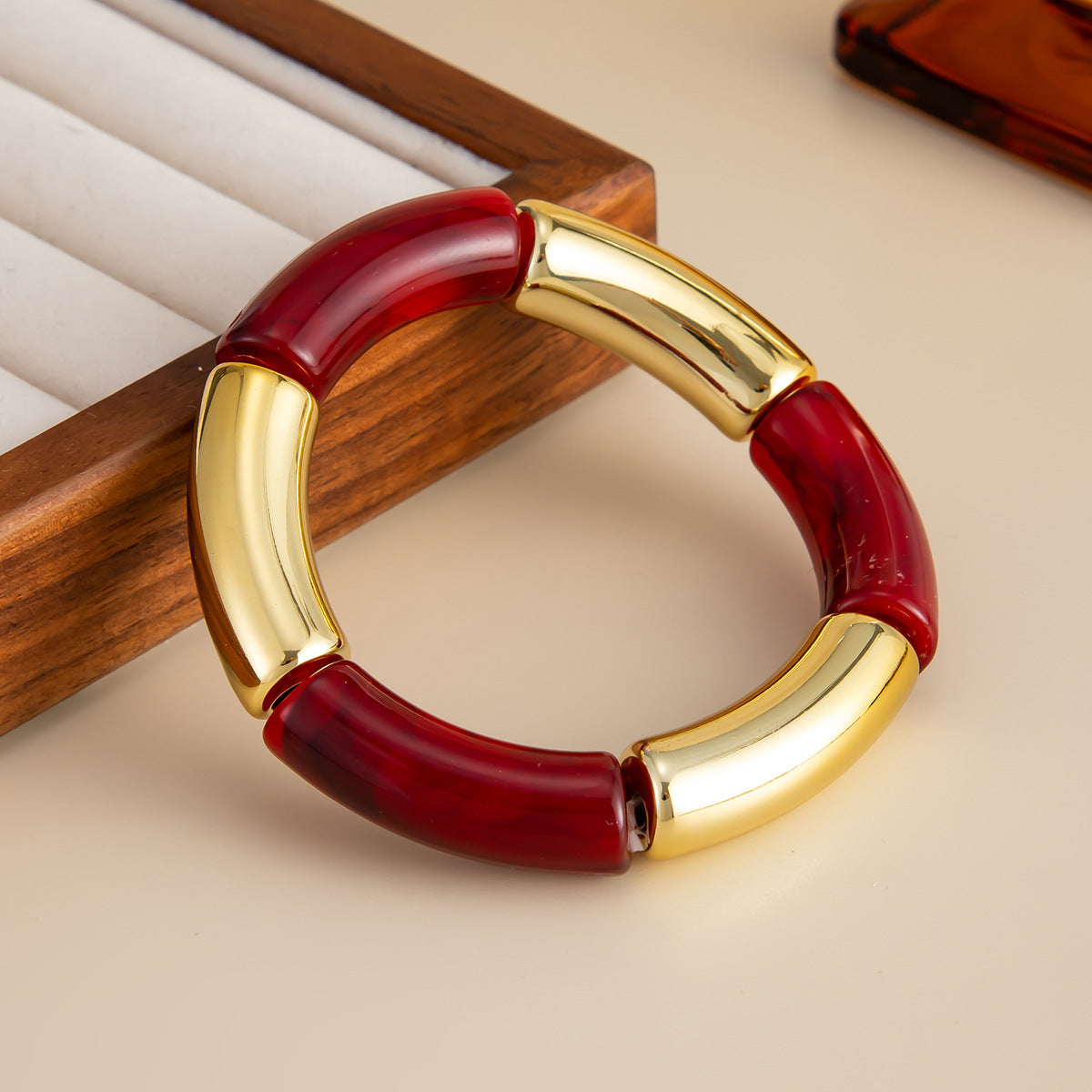 Vintage Gradient Resin Oval Geometric Bracelet