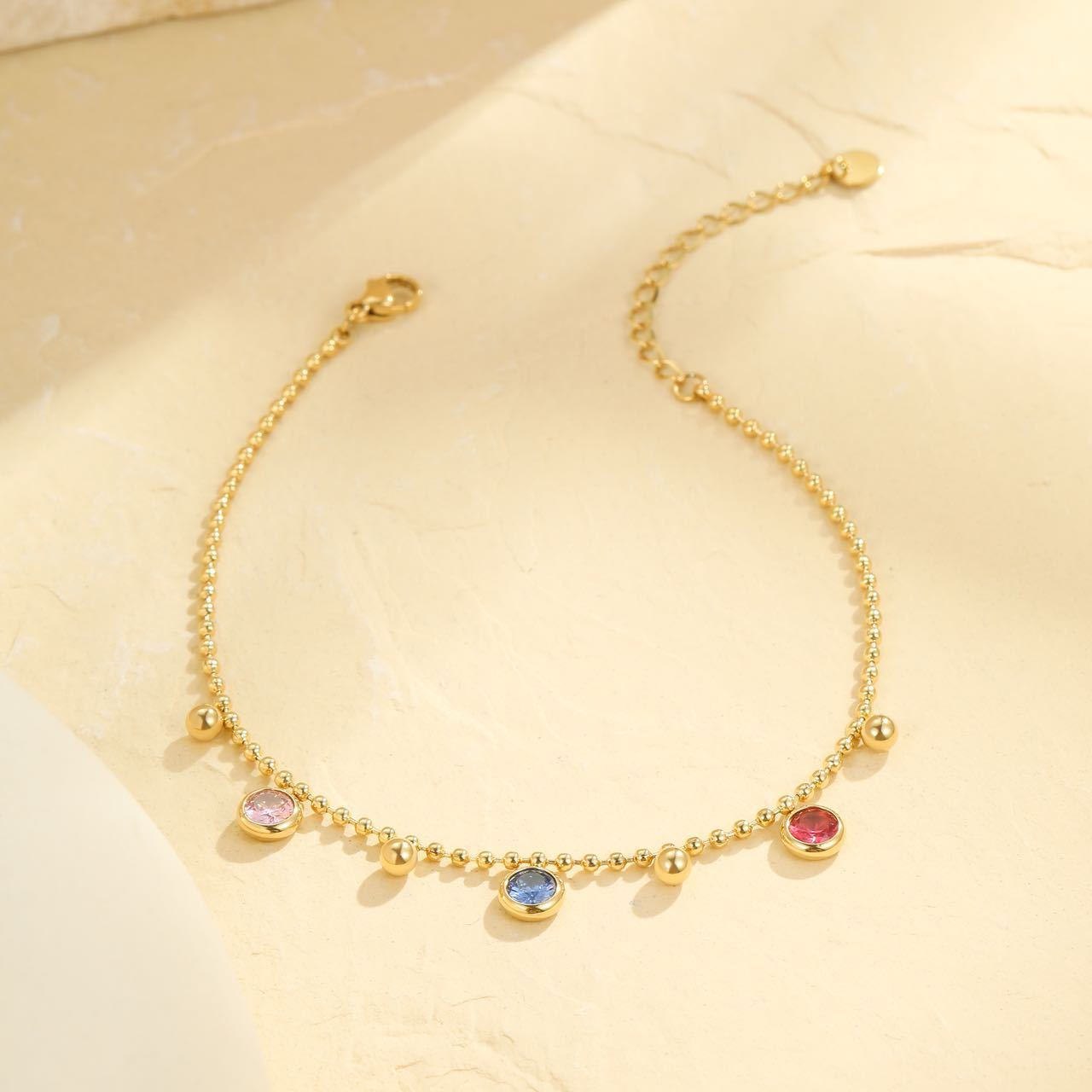 Cavigliera geometrica in acciaio inossidabile con gemma alla moda per donna e uomo, cavigliera estiva multistrato minimalista