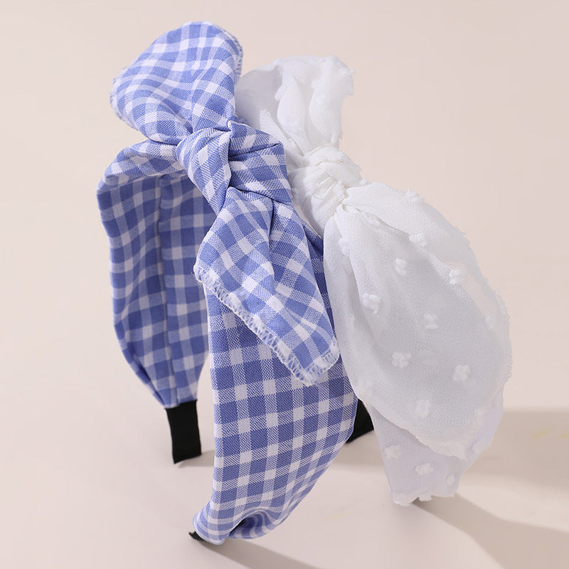 Diadema de tela a cuadros para niñas con forma de orejas de conejo y borde de encaje, accesorio antideslizante para el cabello para niñas