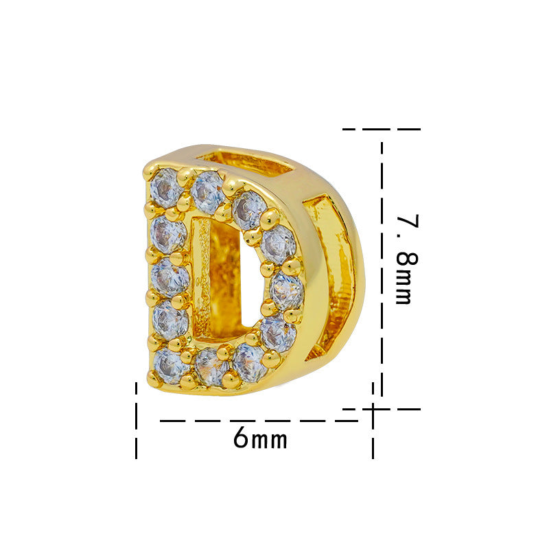 Collana con Ciondolo a Lettera Minimalista da Donna in Acciaio al Titanio con Placcatura in Oro 18K e Strass su Catena O-Ring