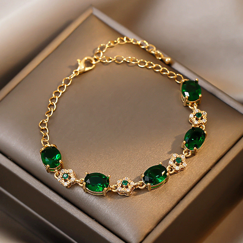 Minimalist Luxury Square Geometric Alloy Bracelet with Cubic Zirconia for Women