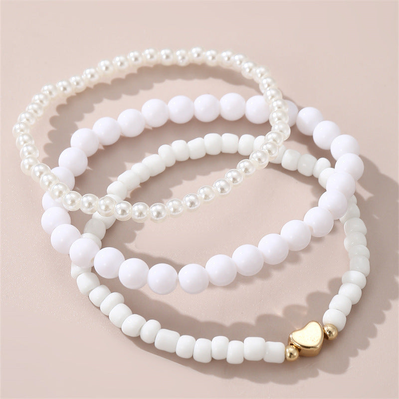 Bracciale minimalista a forma di cuore con perle finte per bambine dai 6 ai 10 anni e oltre, elegante gioiello da mano con finitura artigianale