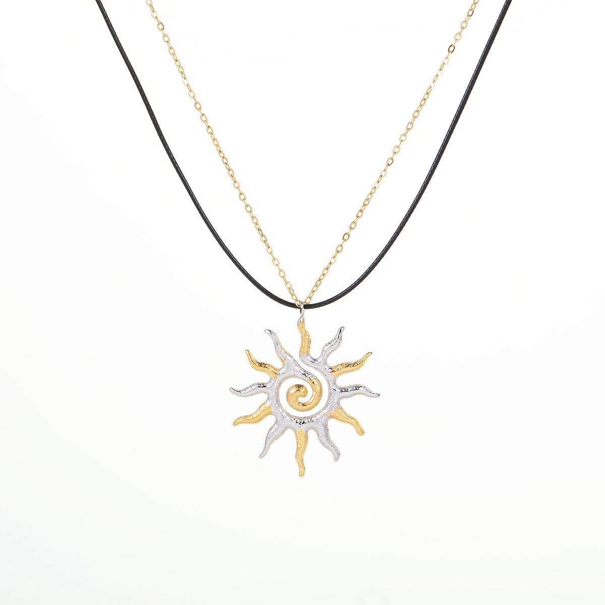 Collar minimalista con colgante de girasol de acero de titanio con acabado chapado para mujer