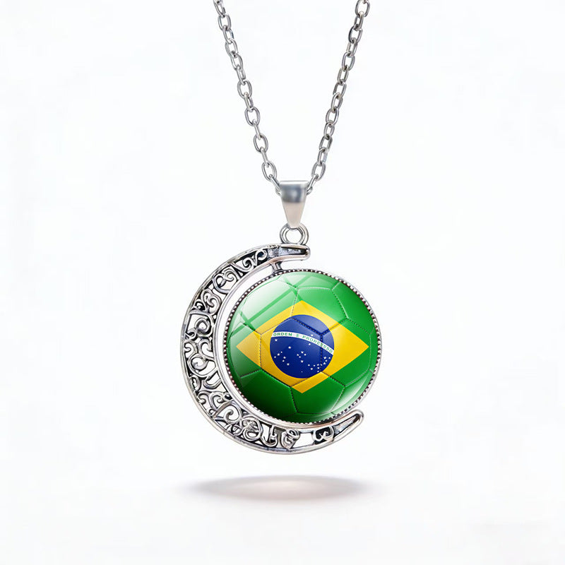 Casual Unisex Alloy Plated Moon Geometric Pendant Crystal Necklace
