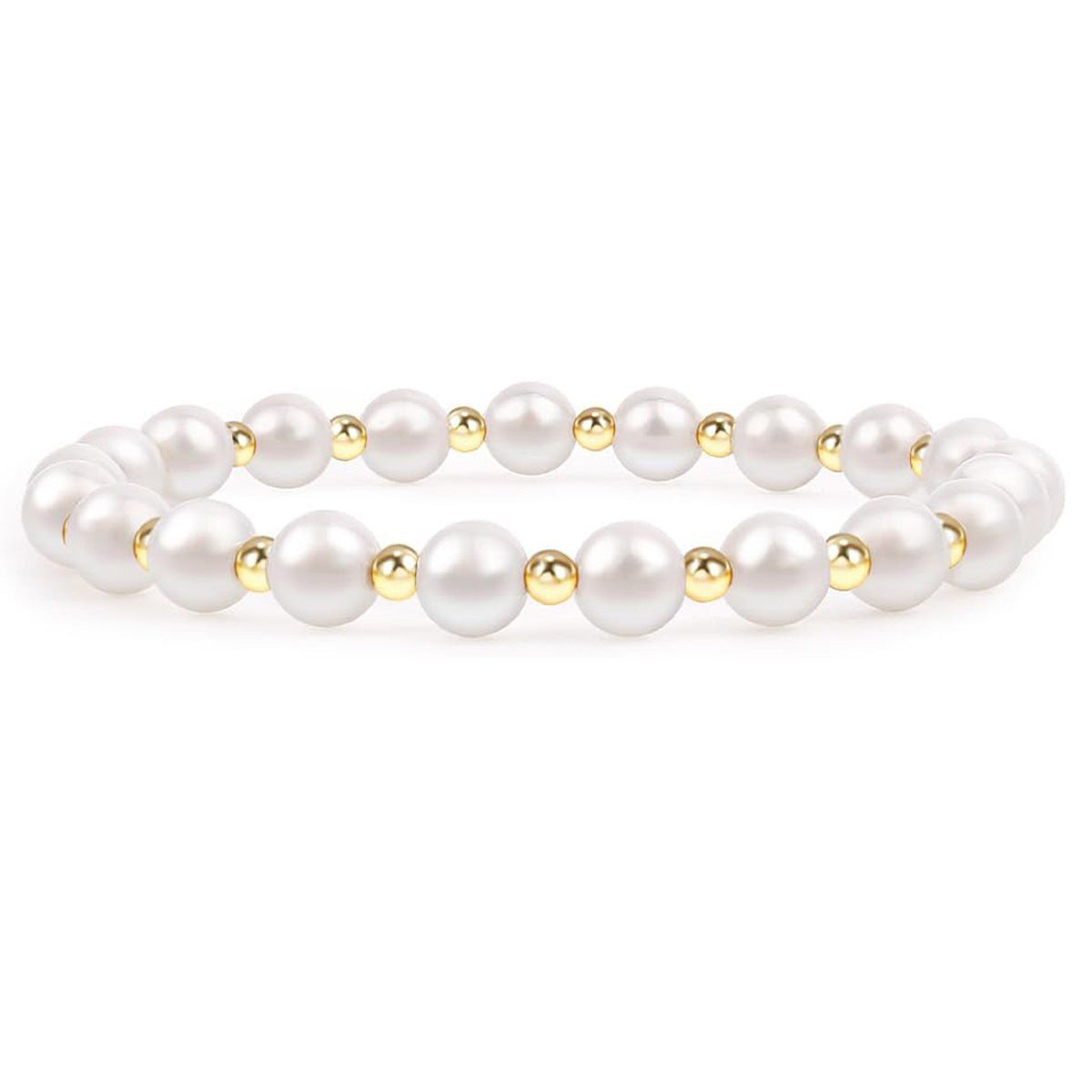 Elegant Gold Plated Hematite Elastic Bracelet with Baroque Imitation Pearls Geometric Multi-Layer Design for Women
