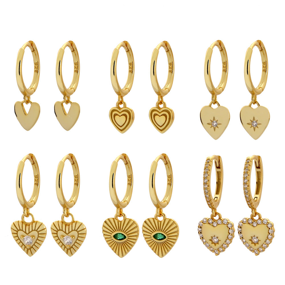 Orecchini a Cuore in Argento Sterling 925 Placcato con Strass