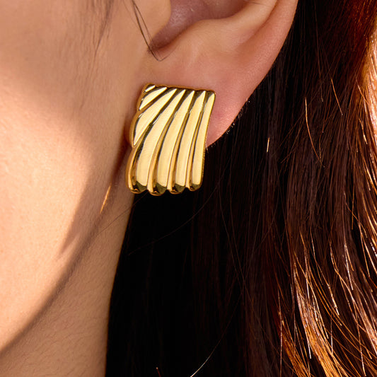 Minimalist Geometric Stainless Steel Earrings for Women with Plated Finish and Modern Office Style