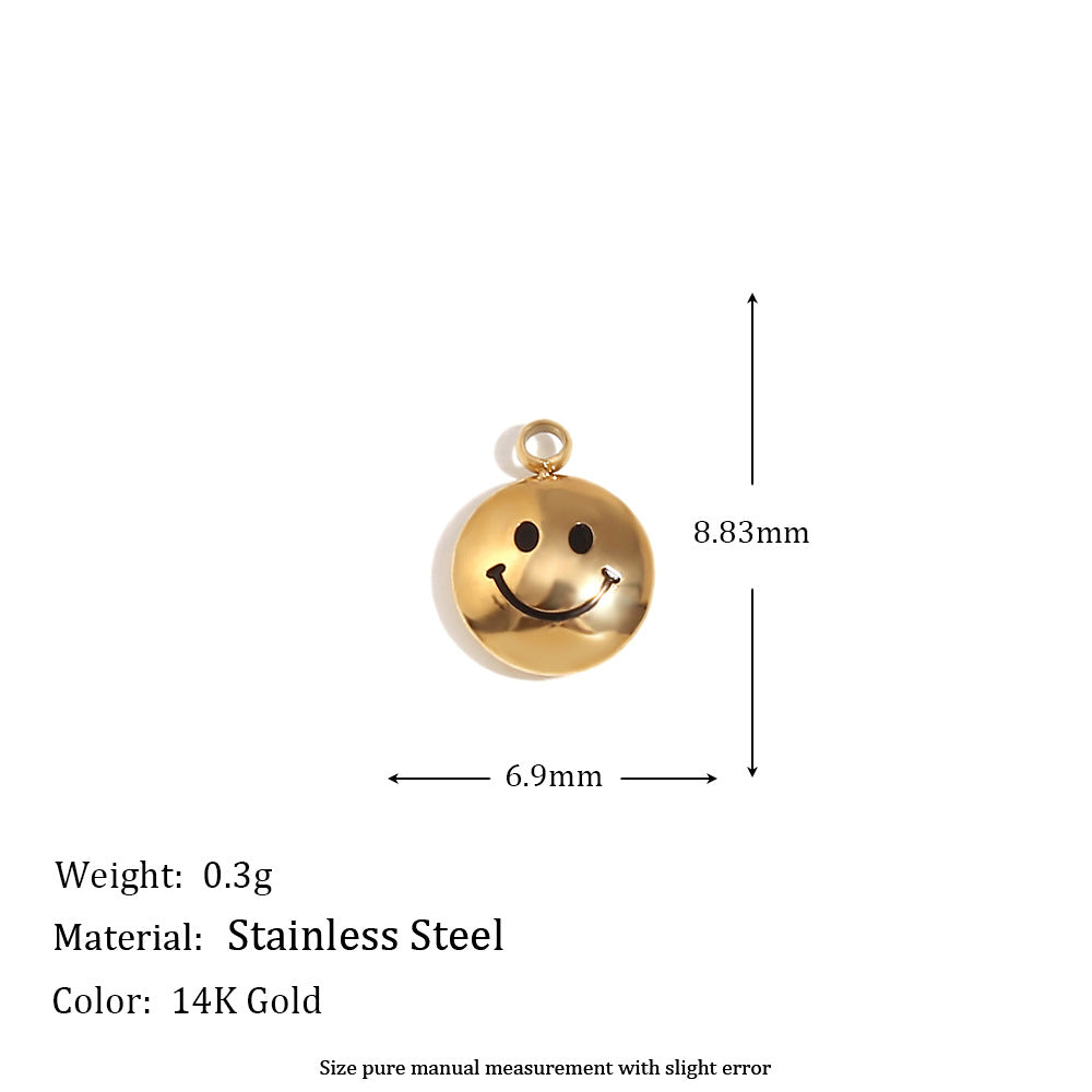 Elegant 14K Gold Plated Stainless Steel Marine Shell Smiley Face Charm Bar