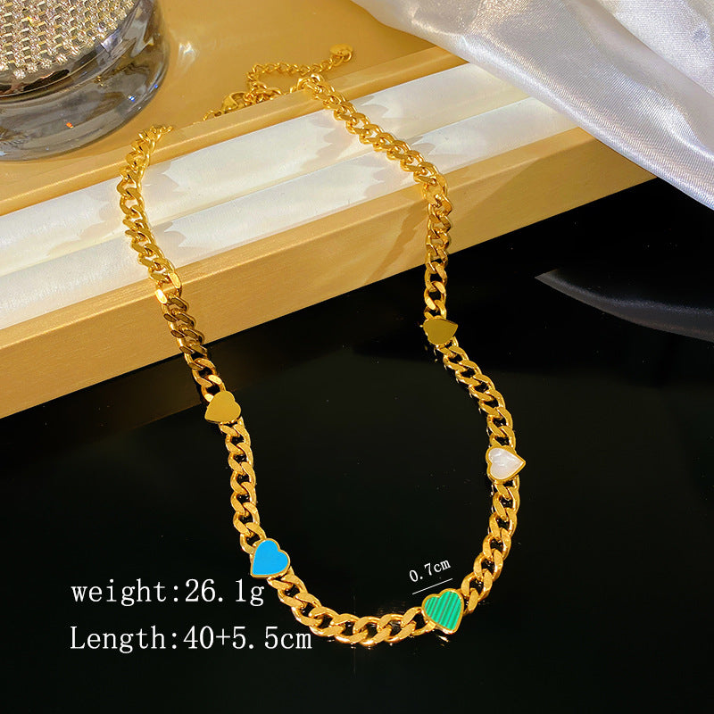 Luxury Cuban Link Chain Titanium Steel Star Necklace Plated Unisex Jewelry