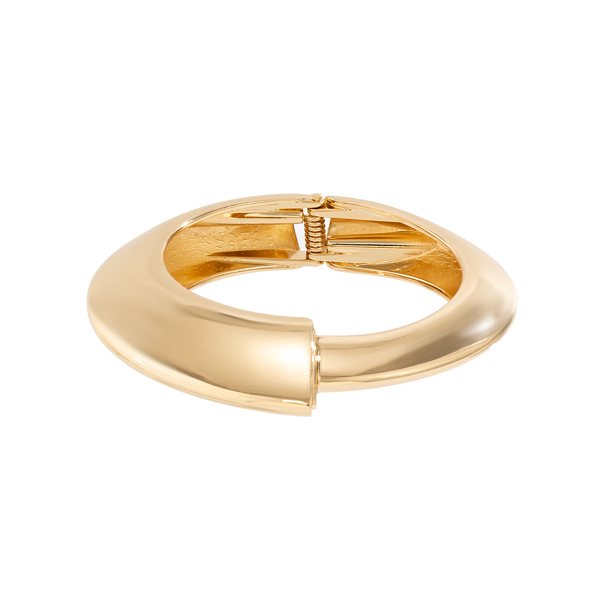 Bracciale rigido da donna alla moda a goccia geometrica in metallo con finitura lucida e apertura a molla