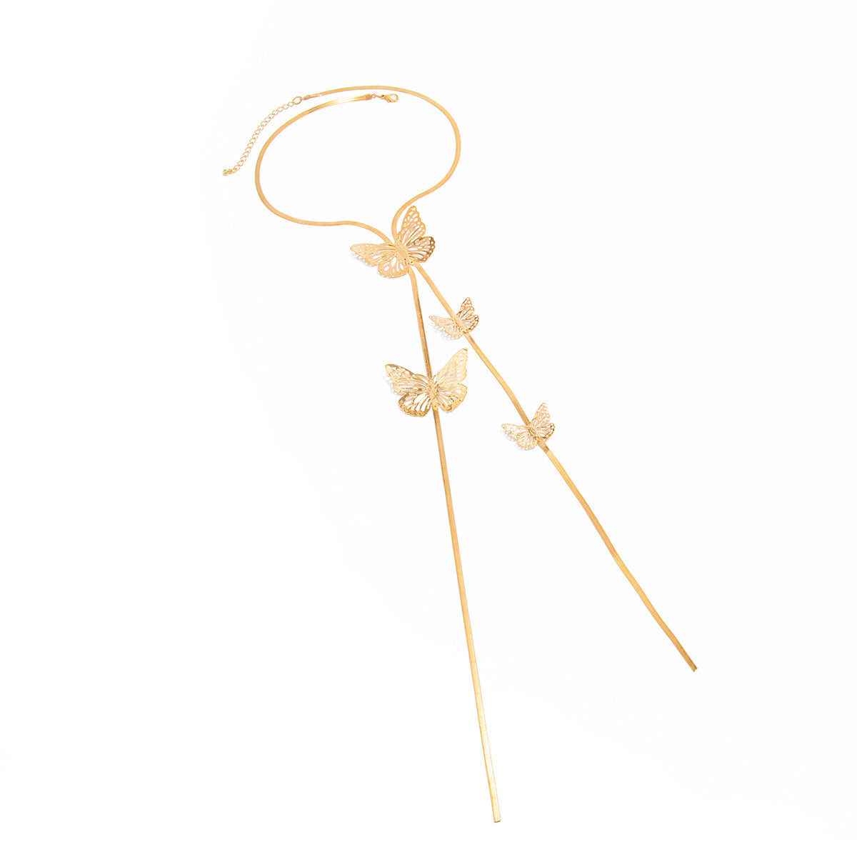 Minimalist Butterfly Floral Ginkgo Leaf Pendant Necklace with Plated Metal Snake Chain for Women