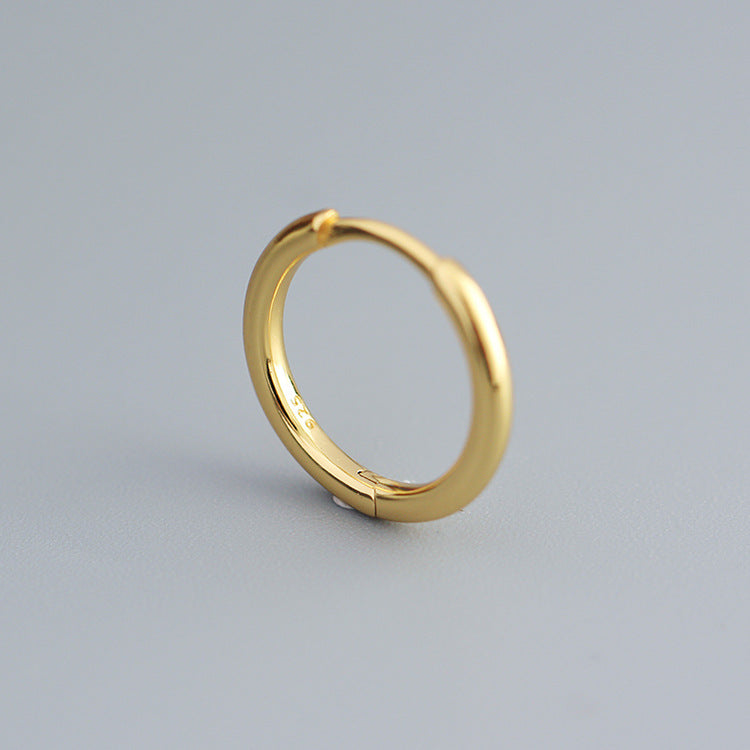 Sweet Minimalist 925 Sterling Silver Polished Round Geometric Hoop Earrings for Women