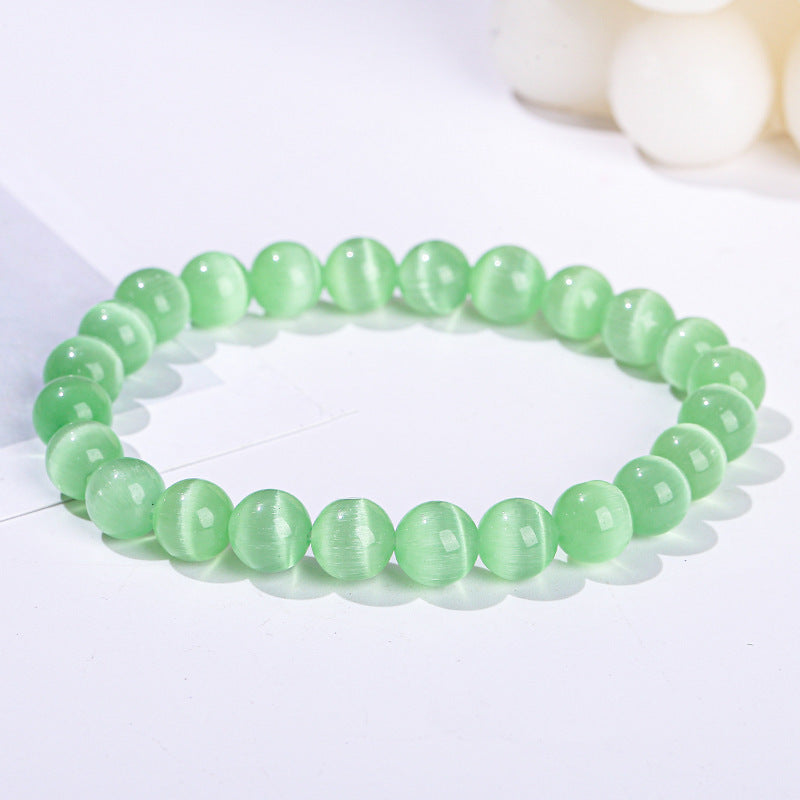 Elegant Round Cat's Eye Stone Beaded Bracelet for Women